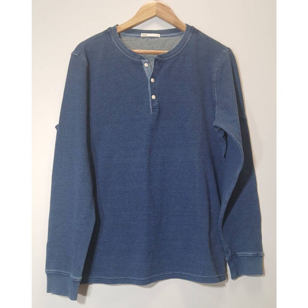 Ons new york mens medium blue Henley longsleeve thermal shirt